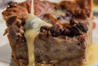Golden-Baked Bread Pudding with Warm Rum Sauce