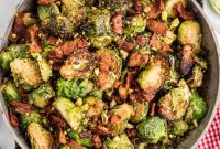 Sweet & Savory Maple Bacon Brussels Sprouts with Crunchy Pistachios