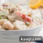 Deep South Seafood Symphony 11 A close up of a bowl of southern seafood salad recipe.