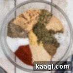 Overhead shot of a bowl full of spices, to make a Smoked Turkey Rub Recipe.