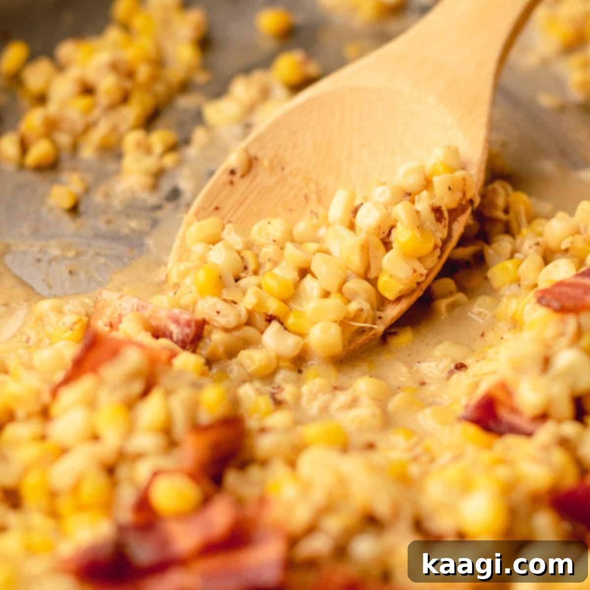 Southern Skillet Classics 41 A savory and sweet creamy skillet corn with bacon, a perfect side dish for grilled meats.