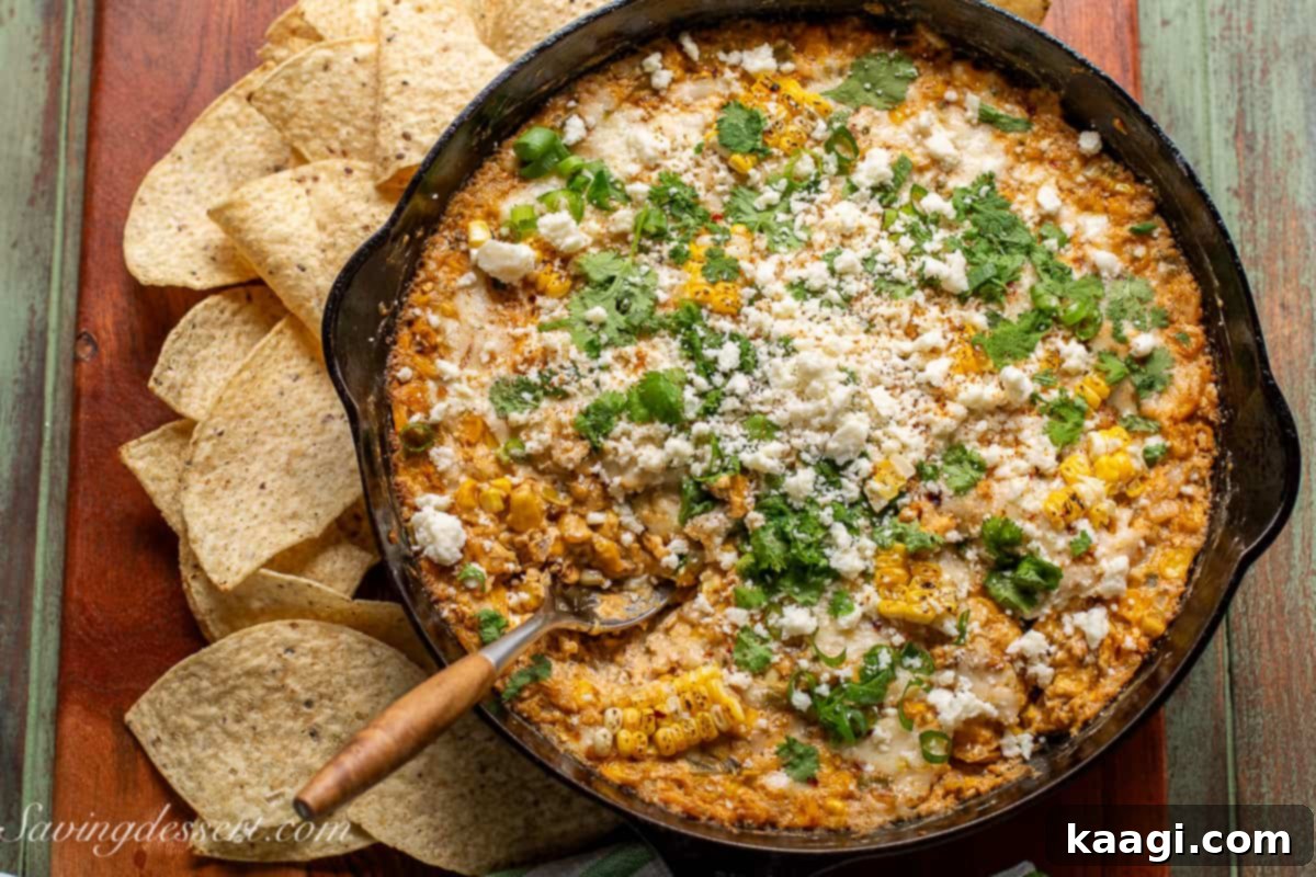 Southern Skillet Classics 28 A hot, cheesy, and bubbly Mexican Street Corn style dip, featuring sweet corn and a spiced mixture.
