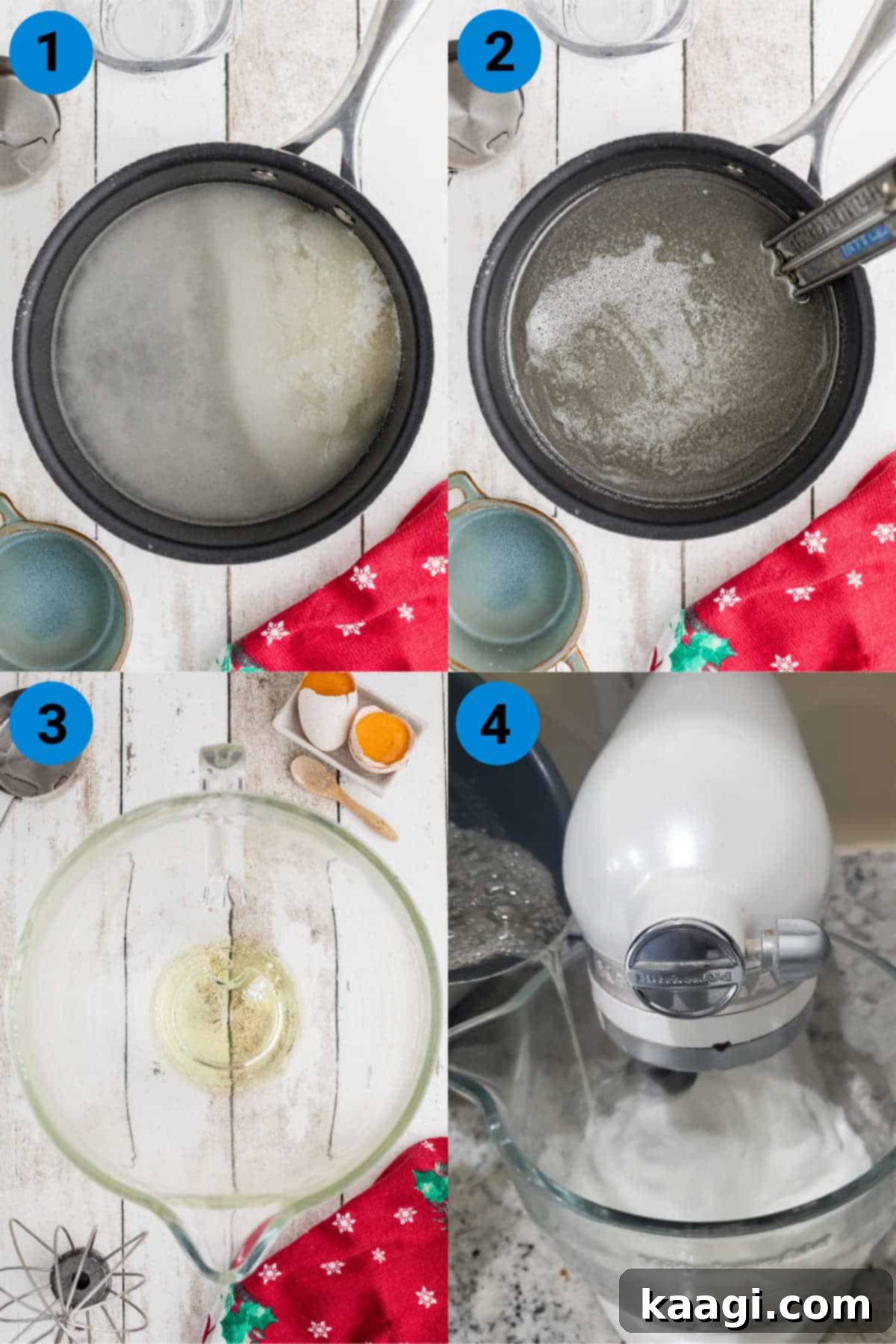 Divine Pecan Clouds 4 A collage of four images showing how to make old fashioned divinity.