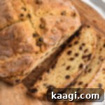 Easy Homemade Irish Soda Bread 15 Overhead shot of a quick irish soda bread, sliced and ready to serve.