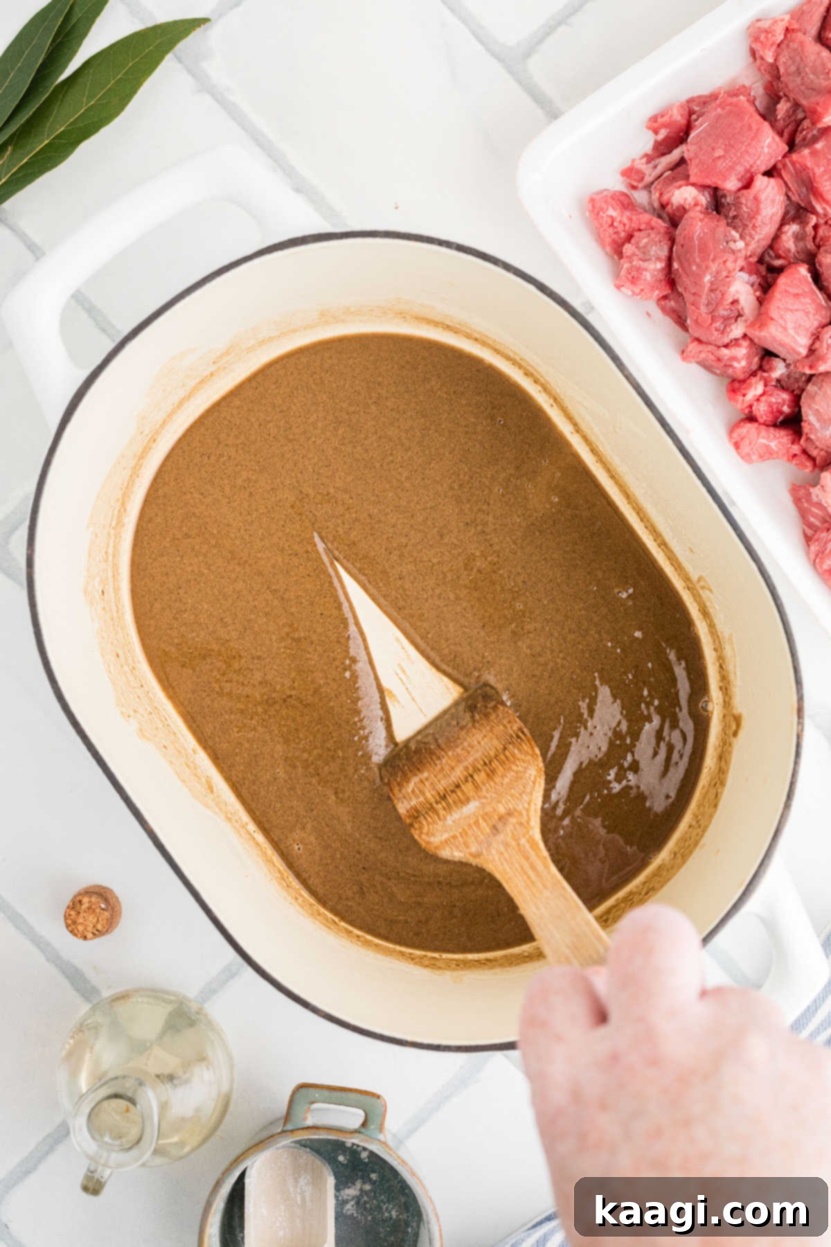 Soulful Southern Beef Gumbo 5 Flour and oil cooking to a dark brown.