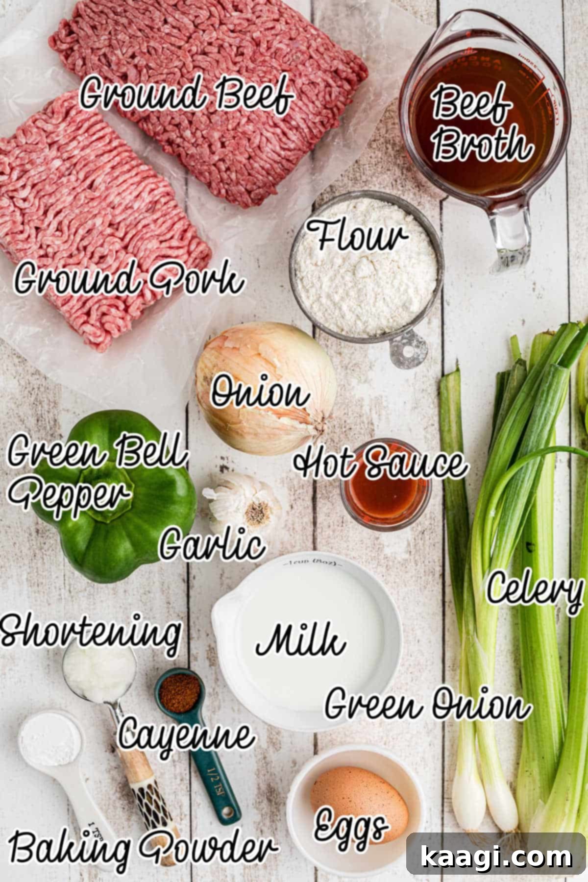 Savory Natchitoches Meat Pies A Louisiana Classic 3 Overhead image of fresh ingredients neatly laid out, ready to make a Natchitoches Meat Pie Recipe.