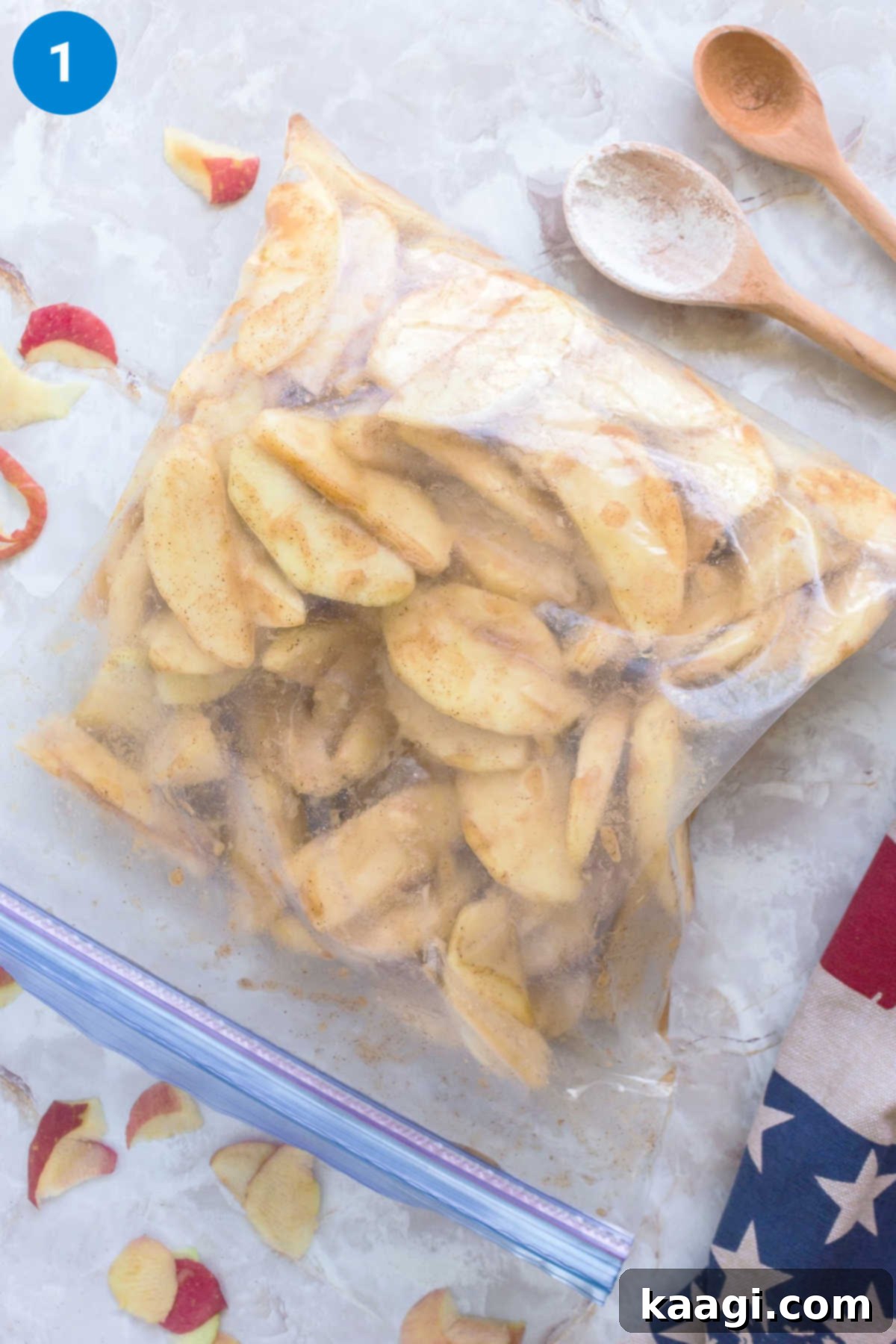 Recipe step for making a country apple pie recipe. Step 1.