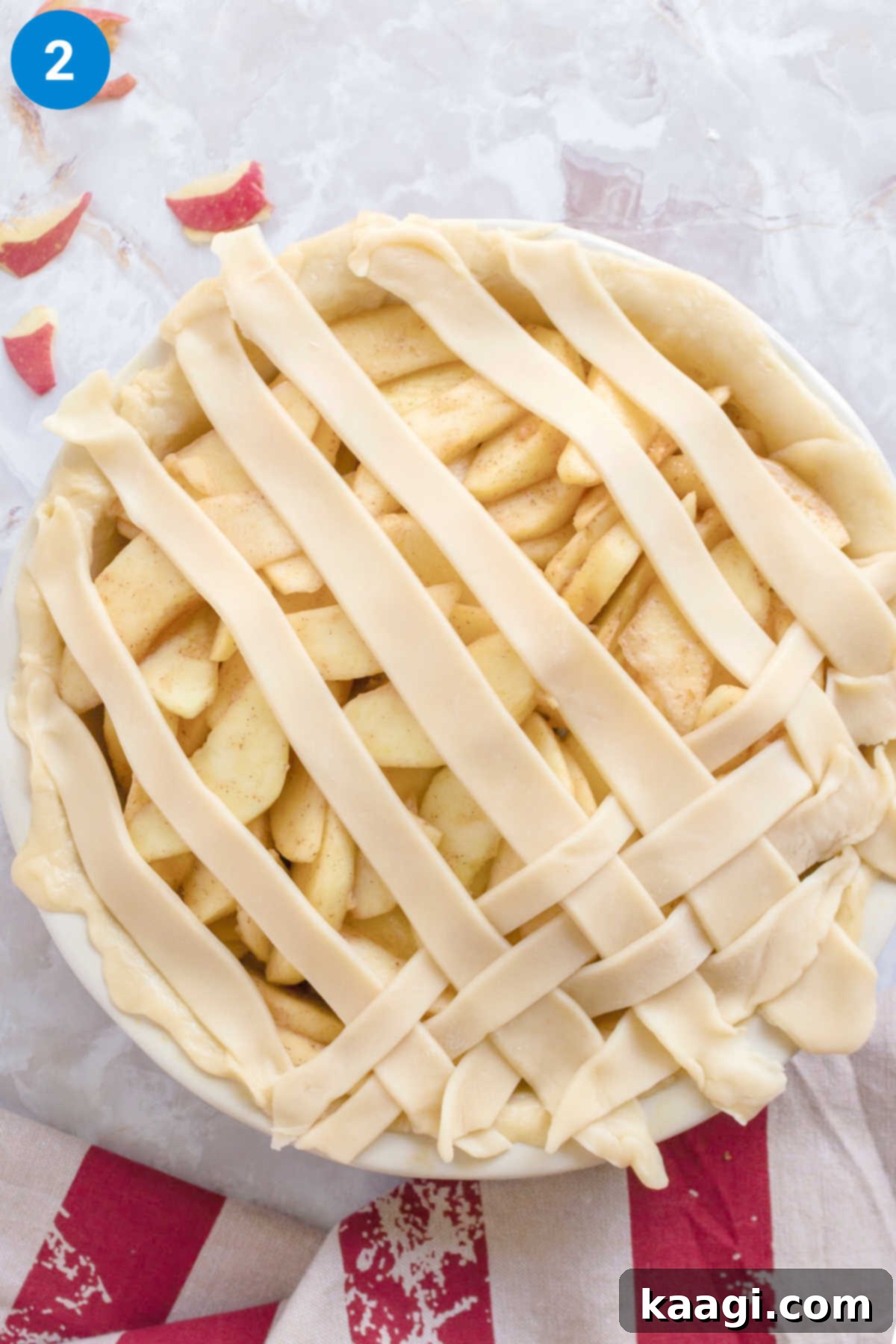 Recipe step for making a country apple pie recipe, step 2.