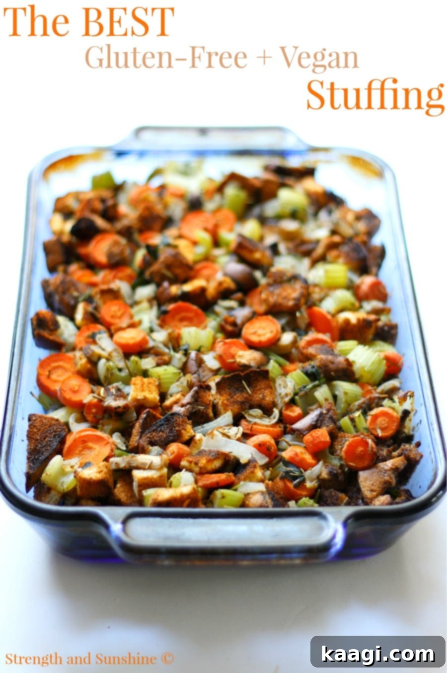 A delicious gluten-free vegan stuffing, perfect for Thanksgiving.
