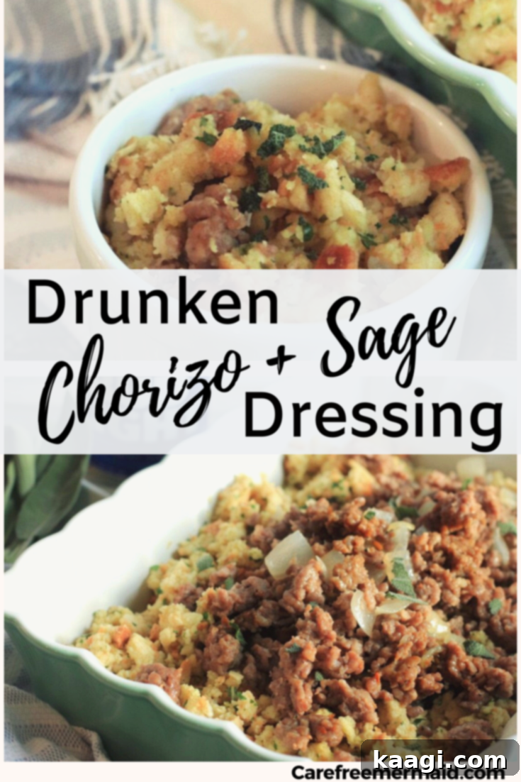 A rich Drunken Chorizo & Sage Dressing, moist and flavorful.