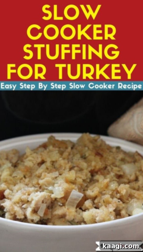 Homemade stuffing ingredients in a slow cooker, ideal for make-ahead holiday meals.