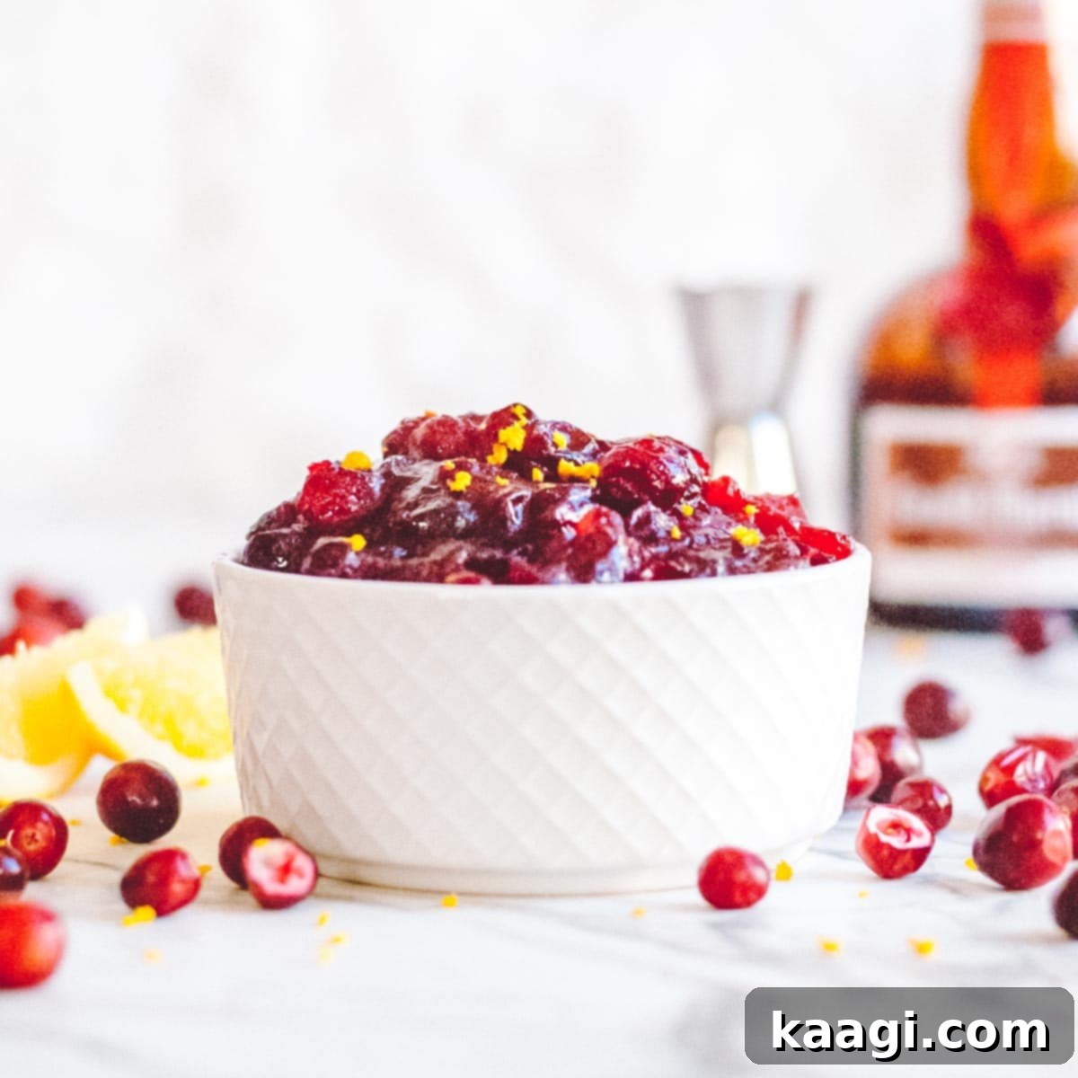 Classic cranberry sauce with a sophisticated twist of Grand Marnier.