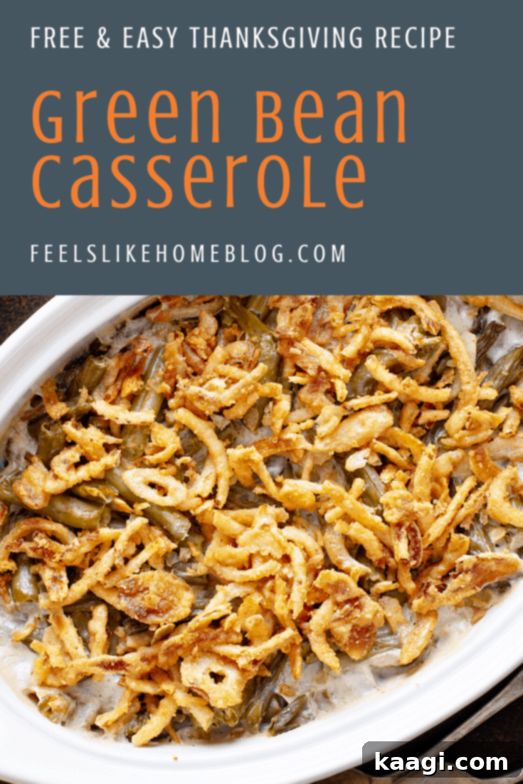 Classic Traditional Green Bean Casserole with crispy fried onions on top.