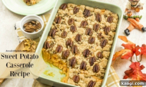 A delicious and easy-to-prepare sweet potato casserole, a family favorite.