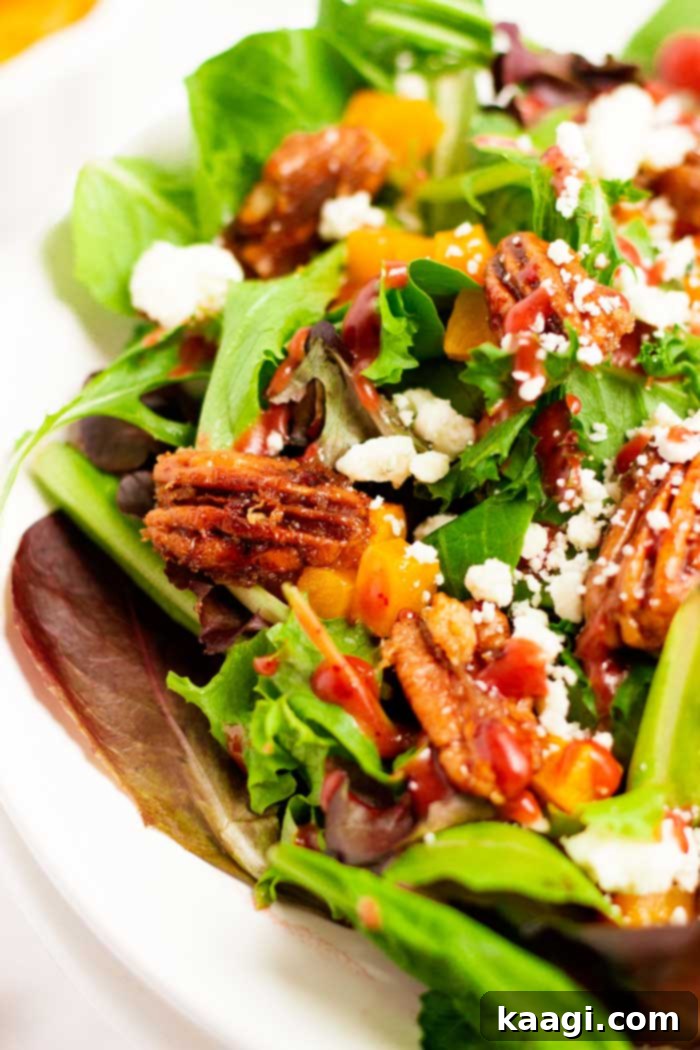 A festive Thanksgiving Salad with Cranberry Vinaigrette, vibrant and fresh.