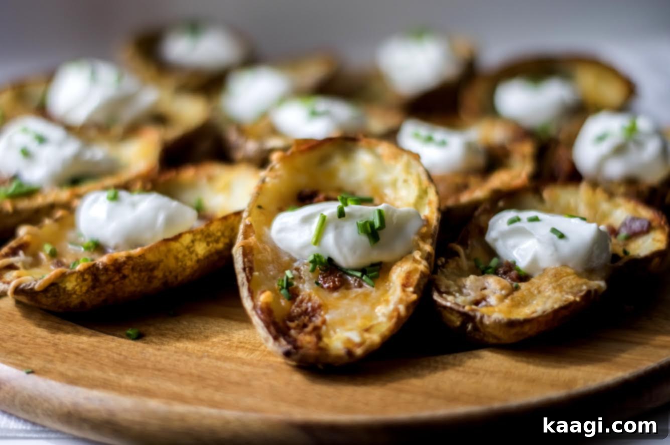Game Day Bacon and Cheese Potato Skins, an easy and sure-fire hit for any gathering.