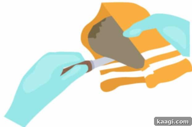 Close-up of a knife being inserted into an oyster's hinge and slid between the shells to open it.