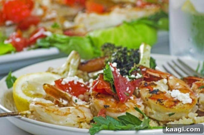 Greek-style grilled shrimp dinner