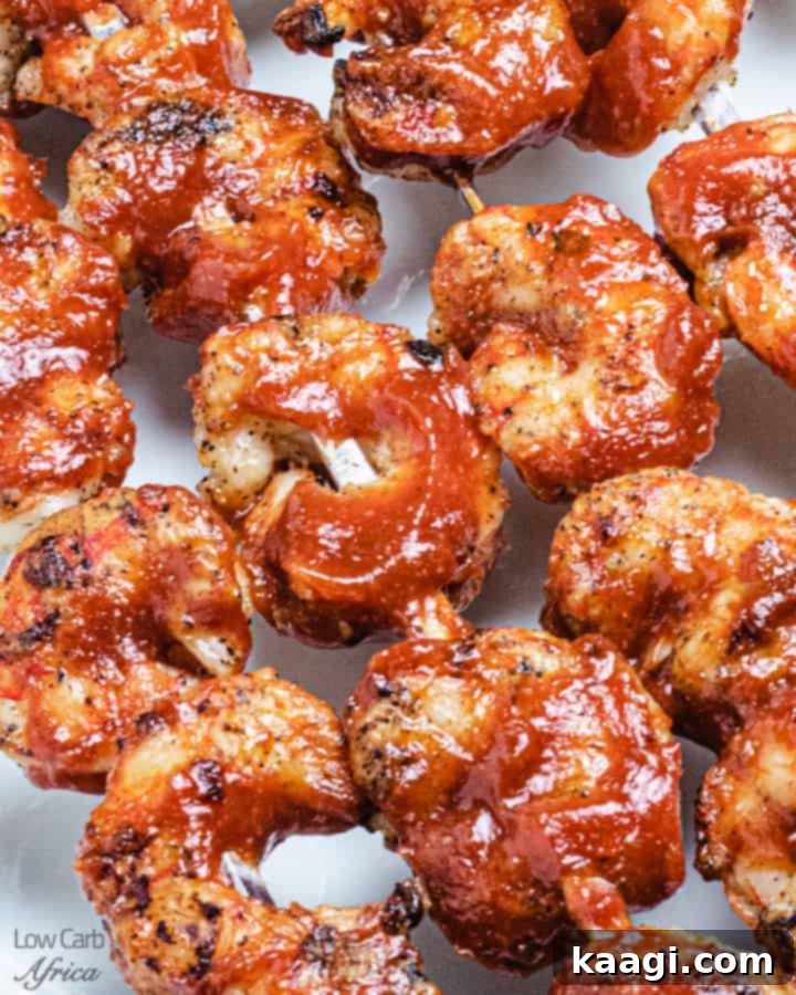 Spicy BBQ grilled shrimp skewers with vibrant marinade