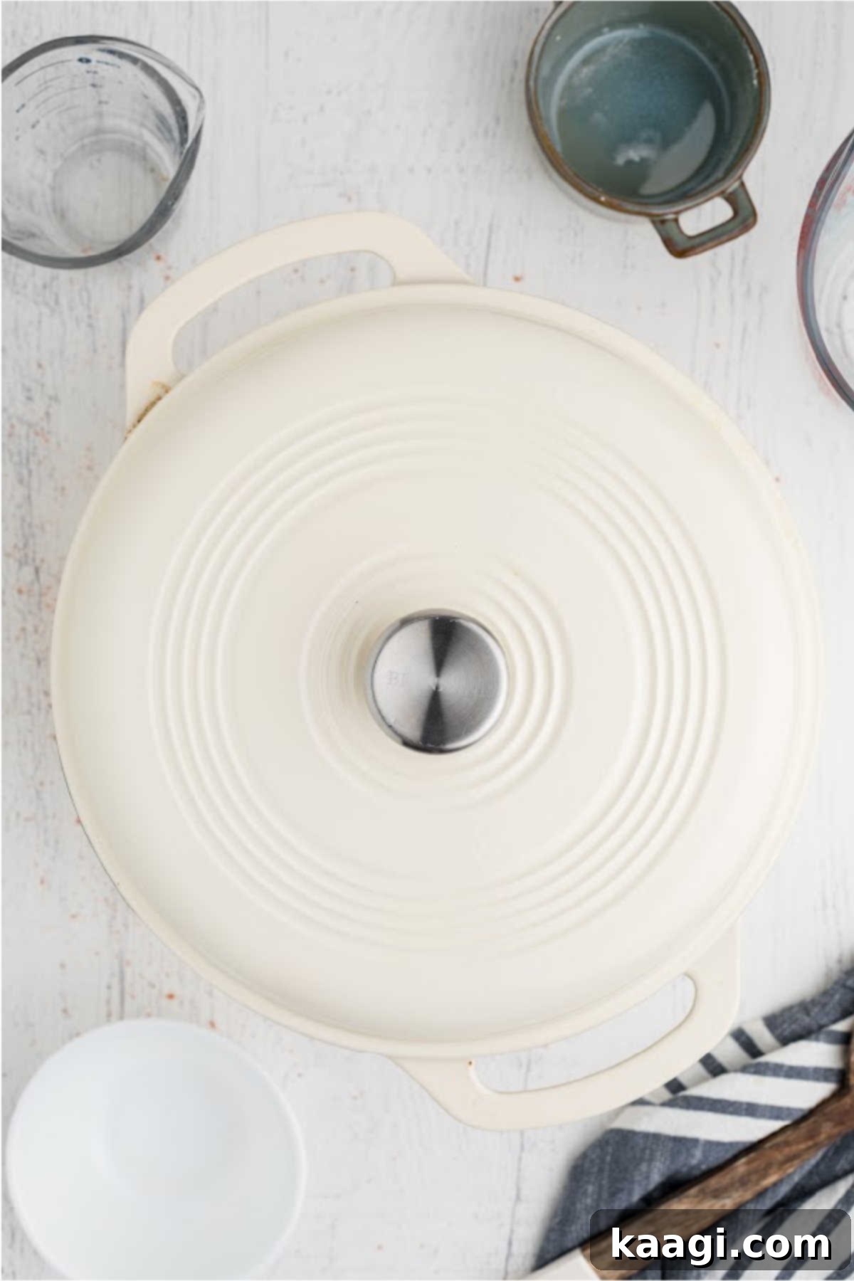 A large pot covered with a lid.