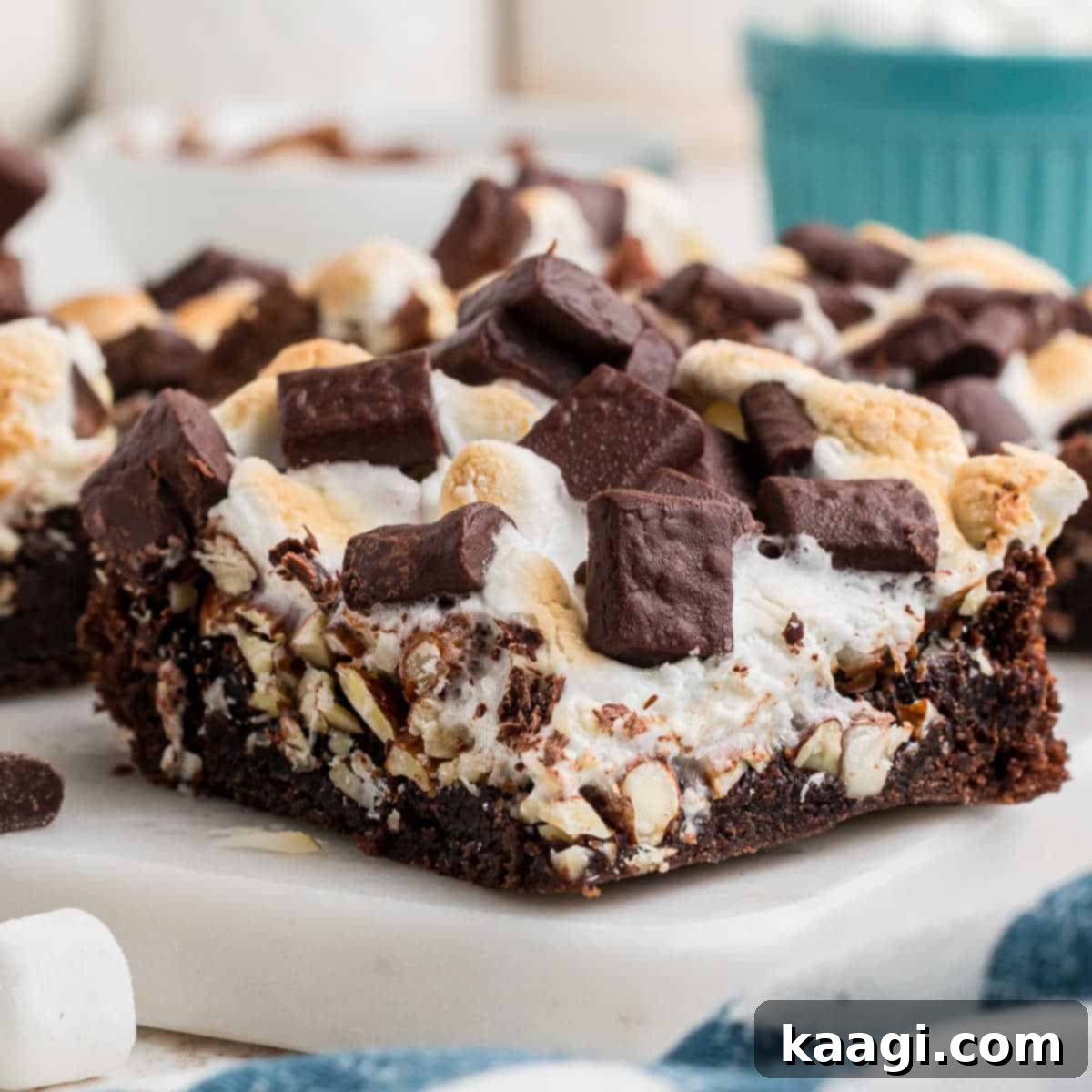 76 Effortless Christmas Goodies 13 Rocky Road Brownies with marshmallows and nuts