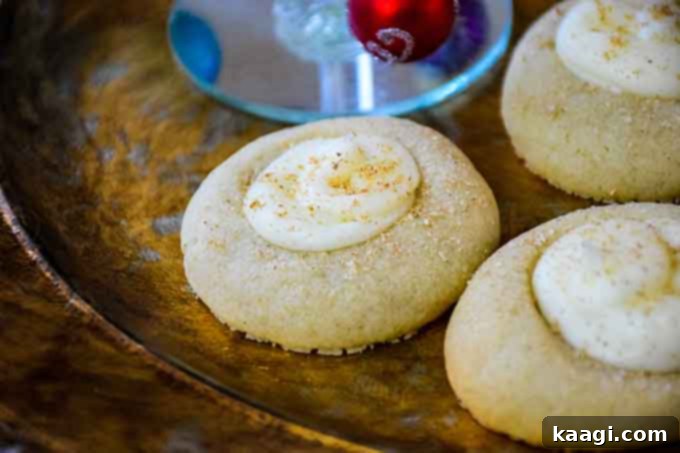 76 Effortless Christmas Goodies 39 Eggnog Thumbprint Cookies with a creamy filling