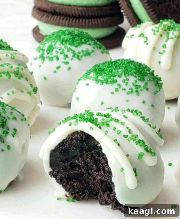 76 Effortless Christmas Goodies 74 Mint Oreo Cookie Truffle Balls with green sprinkles