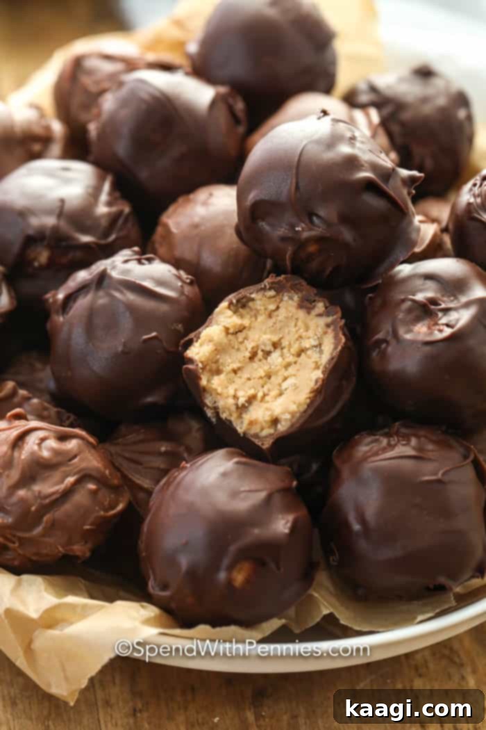 76 Effortless Christmas Goodies 77 No Bake Peanut Butter Balls with a chocolate coating
