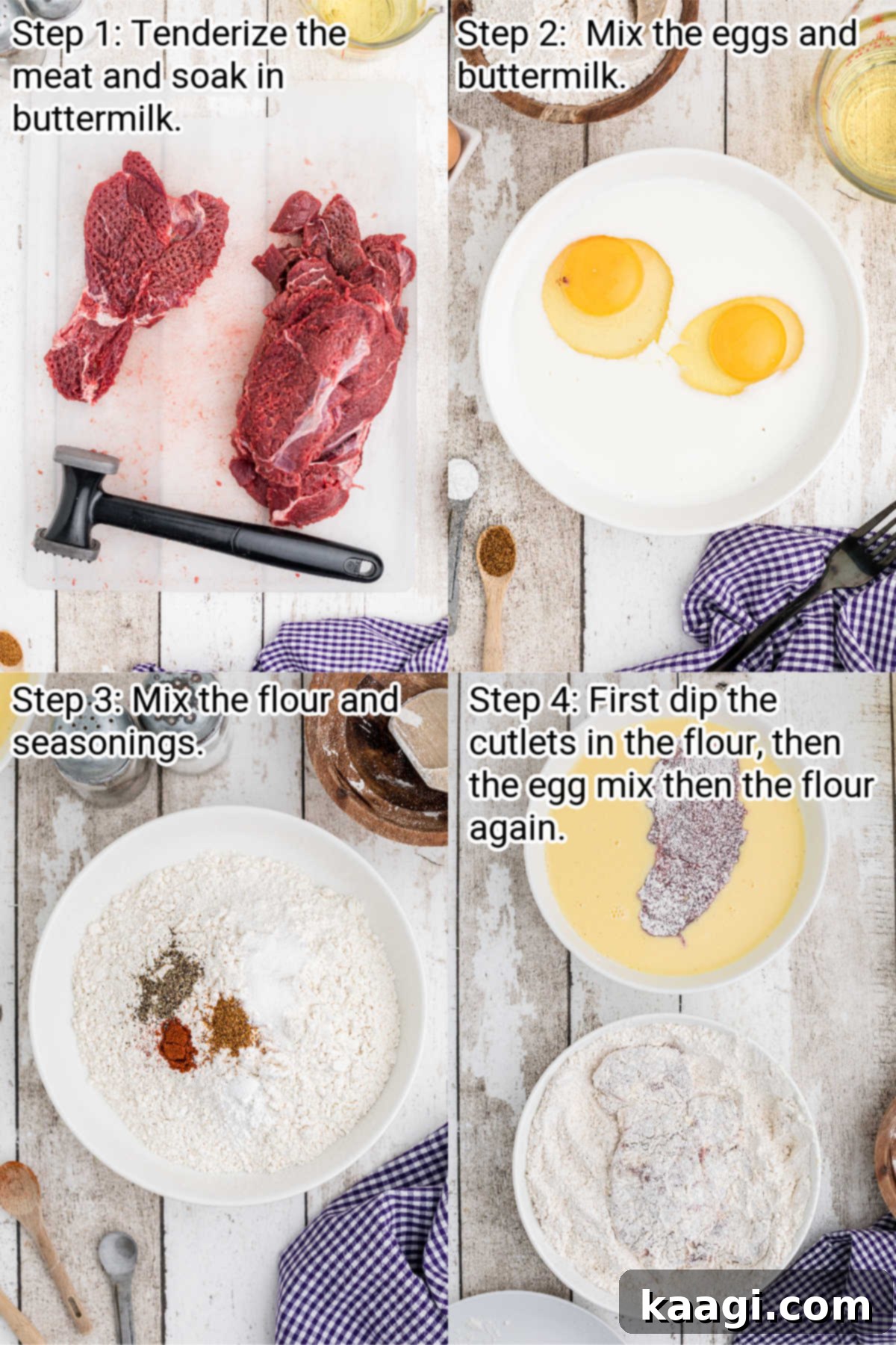 Succulent Pan-Seared Venison Cutlets 4 four images showing how to make venison cutlets