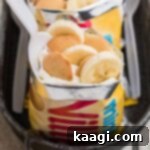 Footloose Banana Pudding 7 Close-up picture of a walking banana pudding - a bag of vanilla wafers that has been filled with bananas, cream and pudding