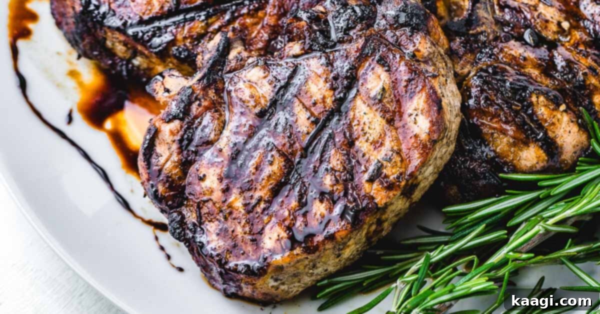 Southern Grilling Essentials 14 Grilled pork chops marinated in fragrant rosemary, delivering a powerful flavor.