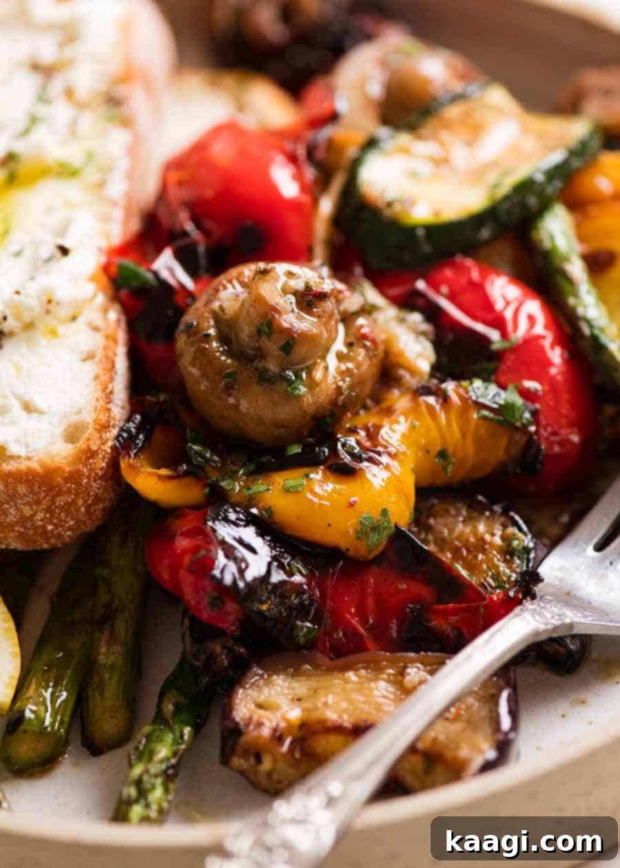 Southern Grilling Essentials 34 A vibrant medley of marinated BBQ grilled vegetables, charred to perfection.