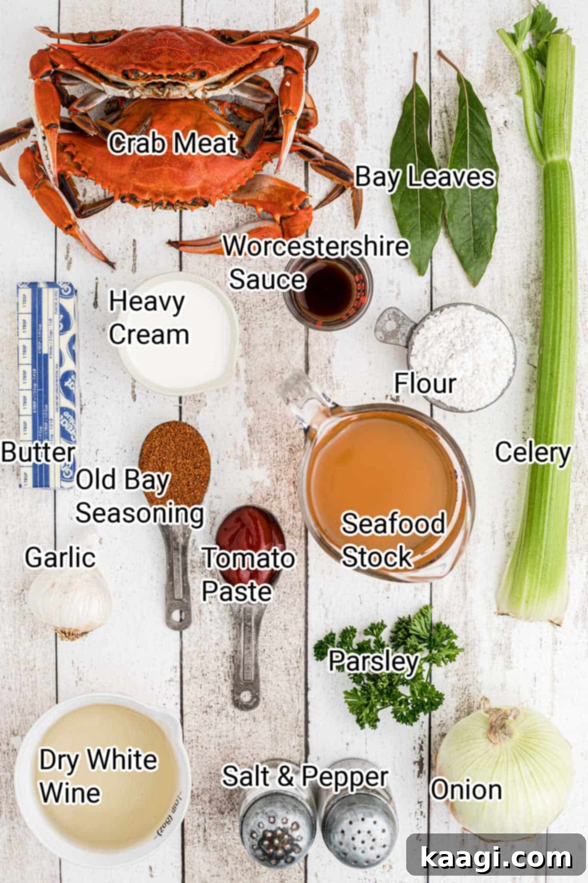 ingredients all laid out that would be required to make a crab soup