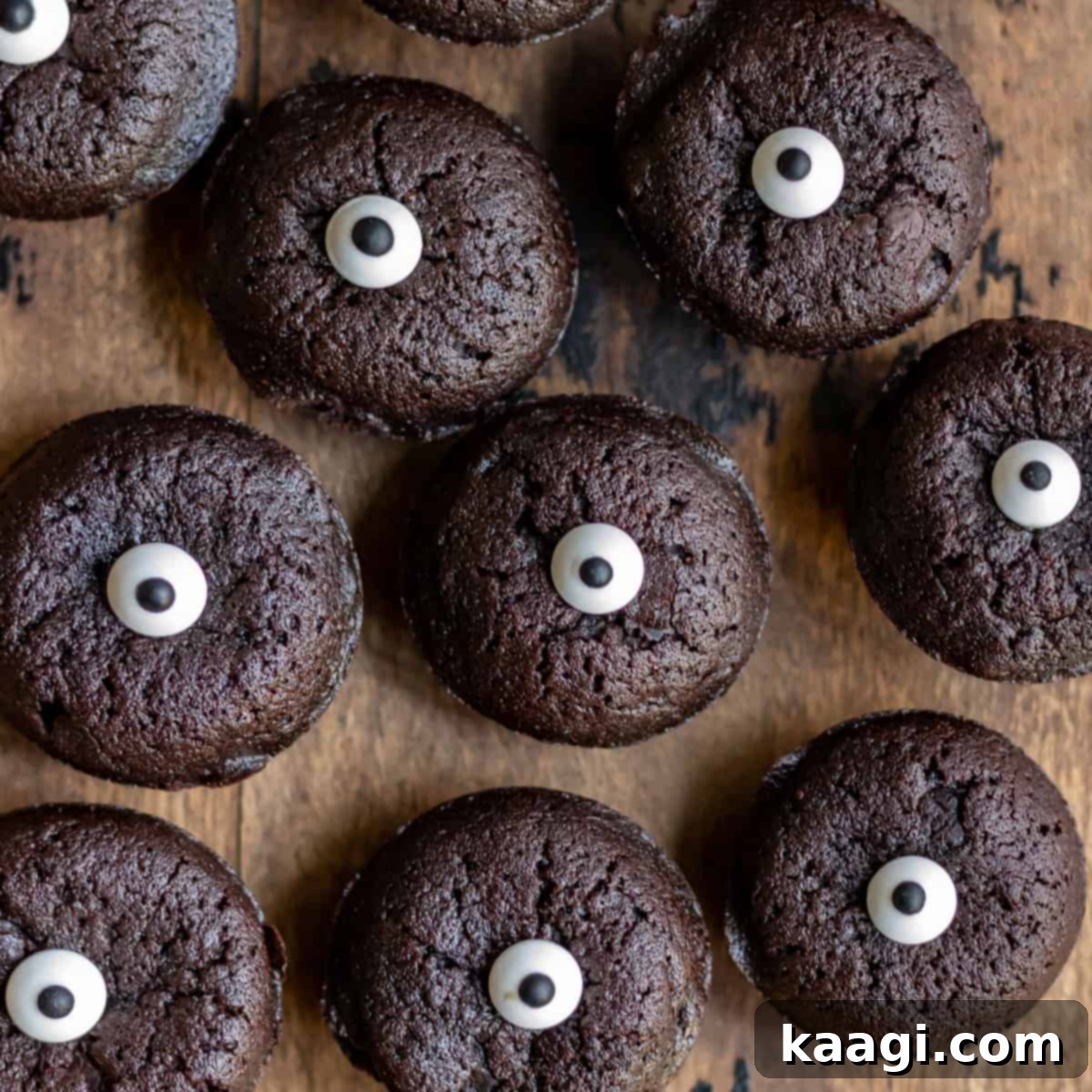 Halloween Brownie Bite Eyeballs with candy eyes.