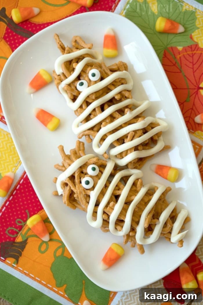 Halloween Haystacks, no-bake peanut butter treats.