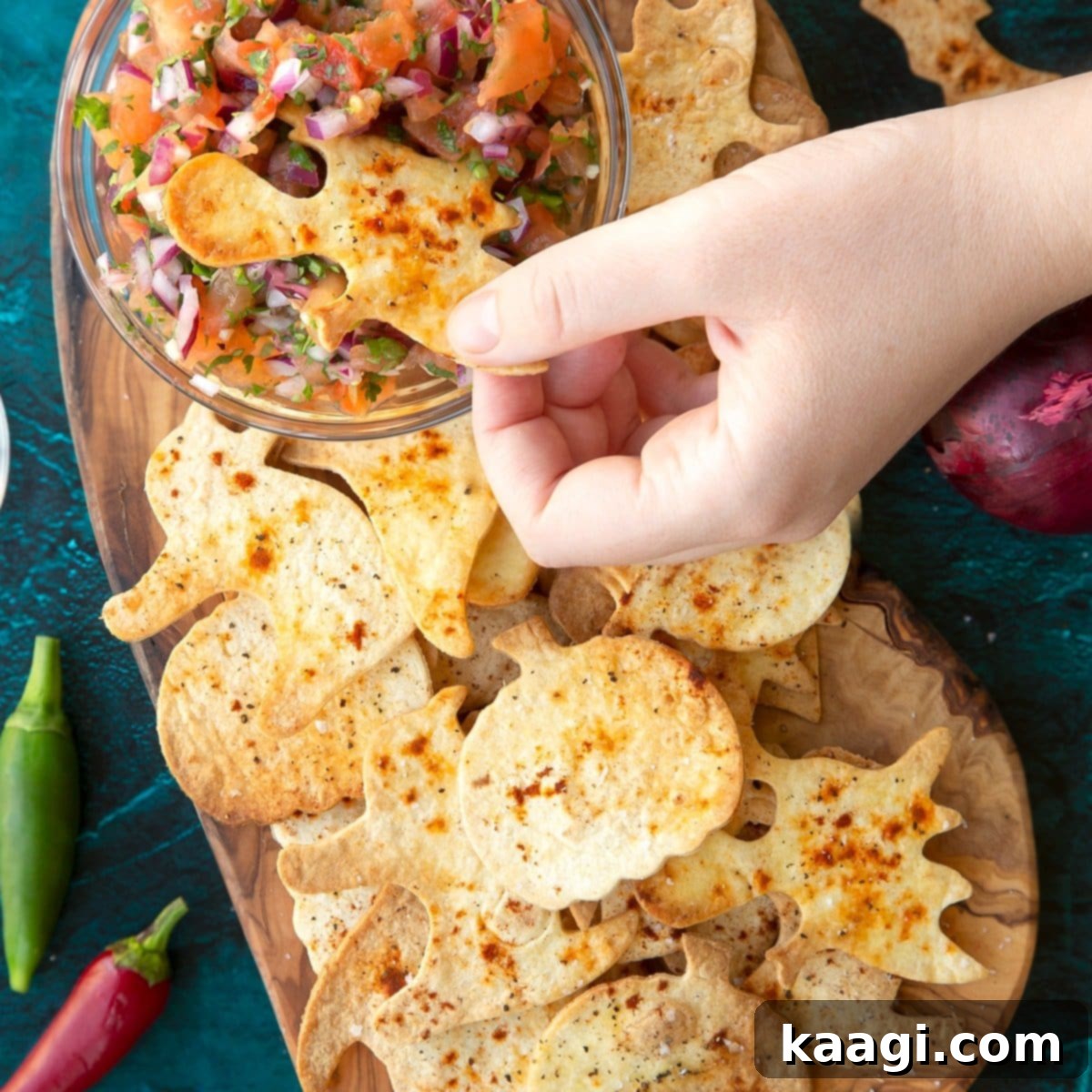 Halloween Tortillas with smoked paprika and tomato salsa.