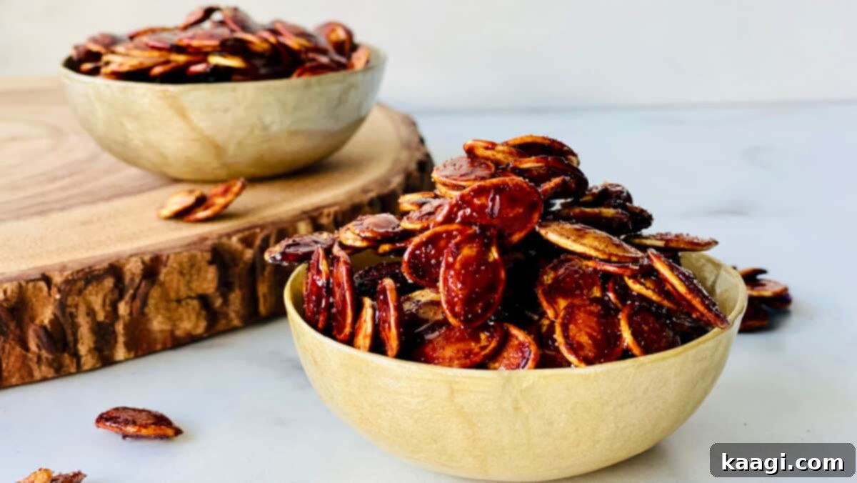 Honey-Roasted Pumpkin Seeds, sweet, salty, and crunchy.
