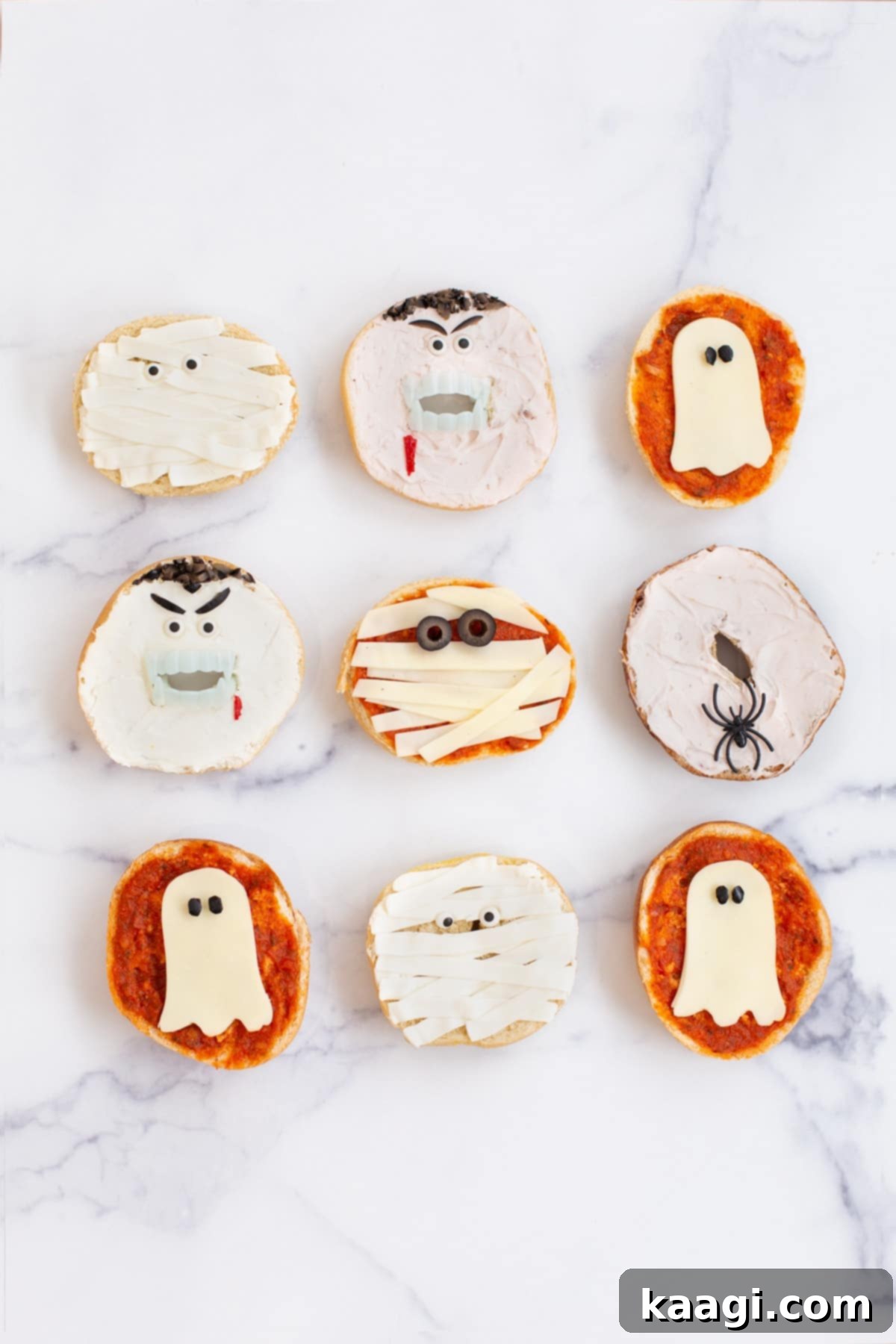 Fun & Creepy Halloween Bagels.