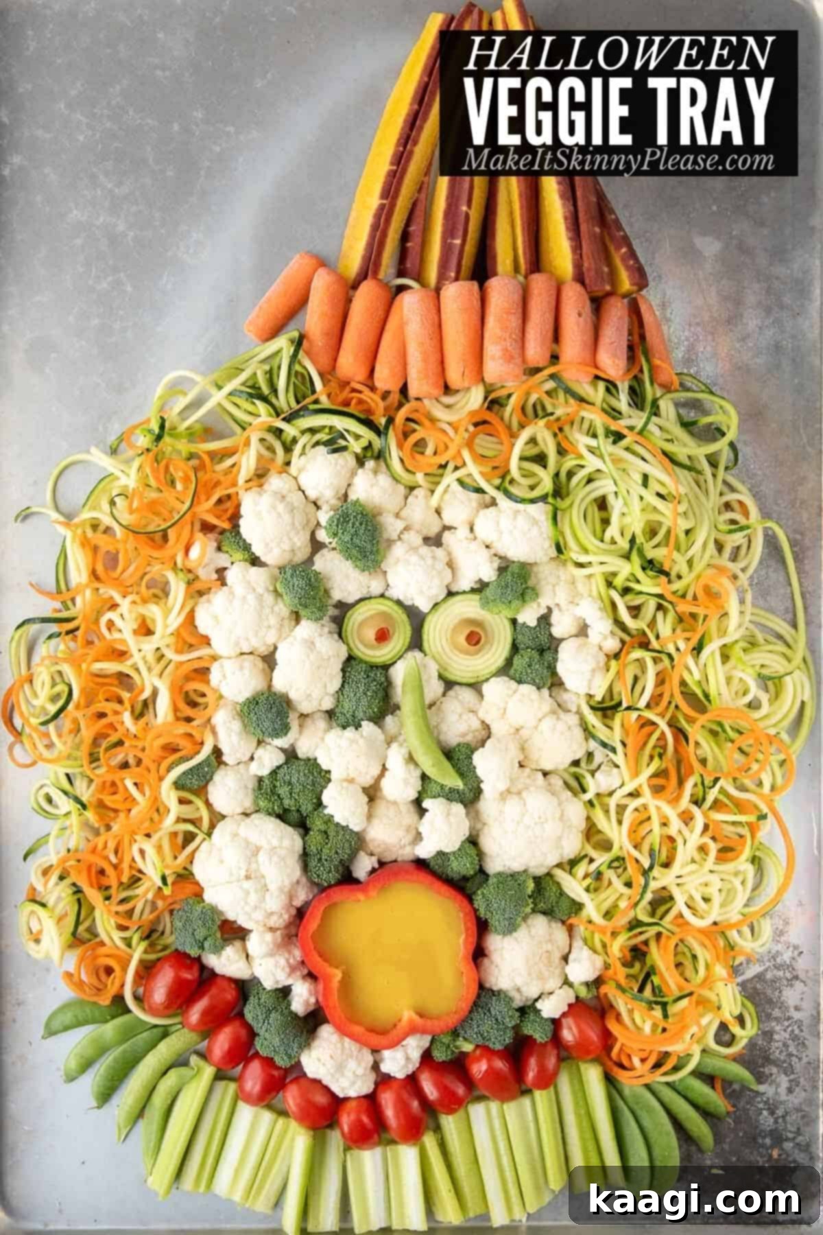 Halloween Veggie Platter shaped like a witch.