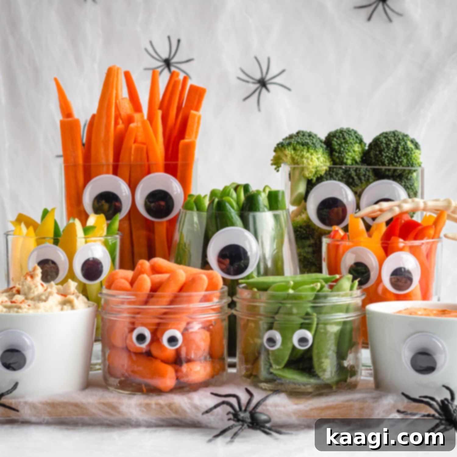 Easy Monster Halloween Veggie Tray with a spooky design.