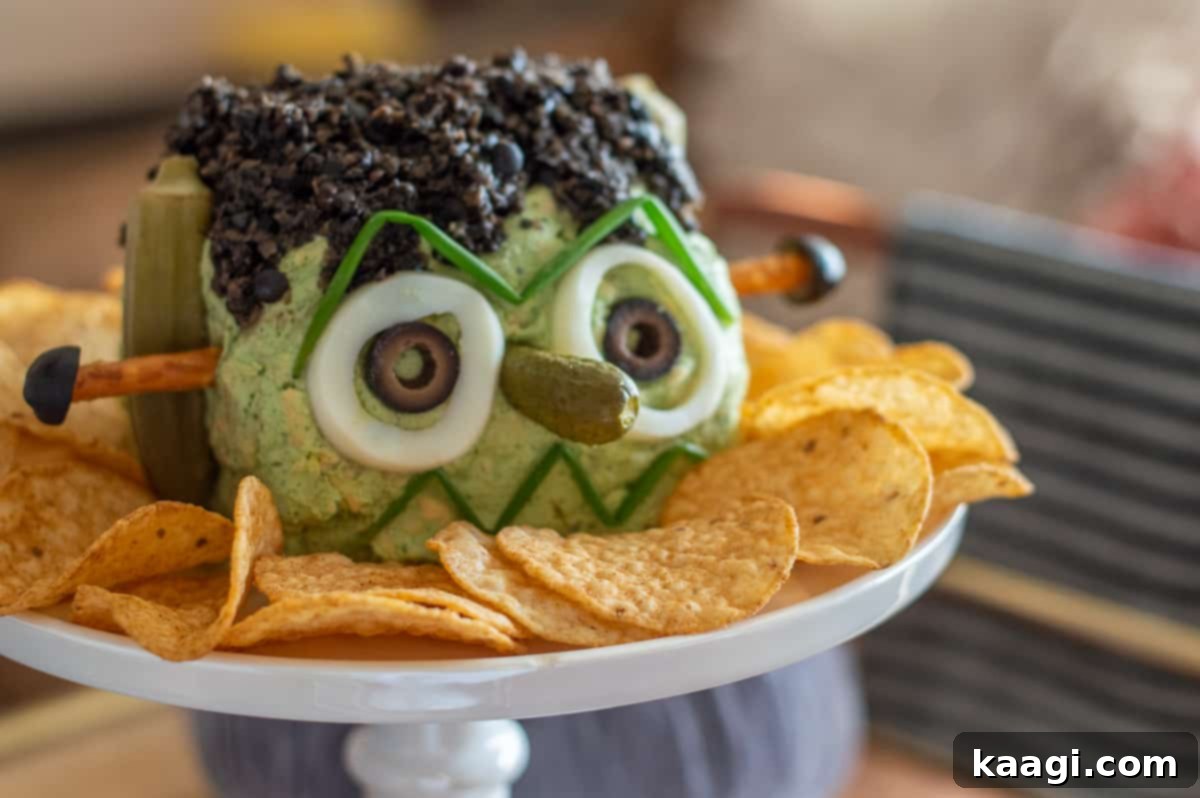 Halloween Cheese Ball Frankenstein.
