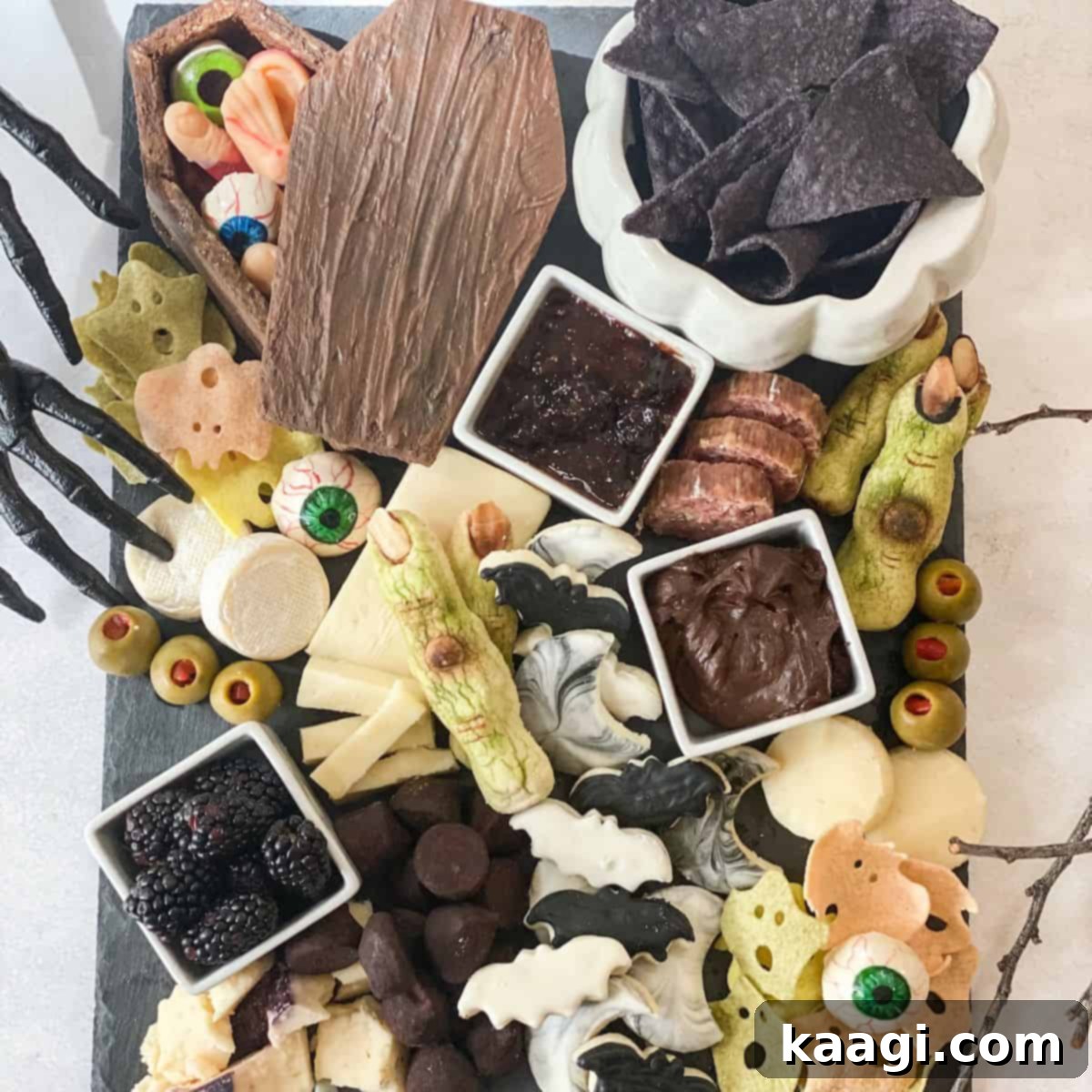 Halloween Charcuterie Board: CharBOOterie, with sweets and savories.