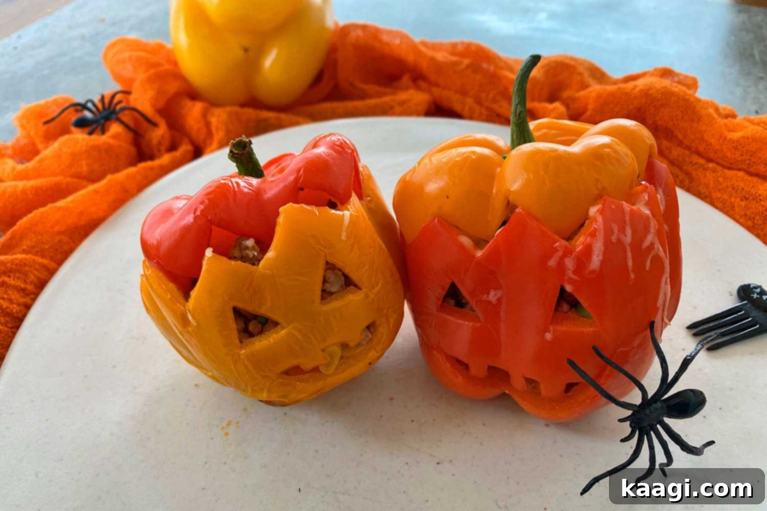 Instant Pot Halloween Stuffed Peppers.