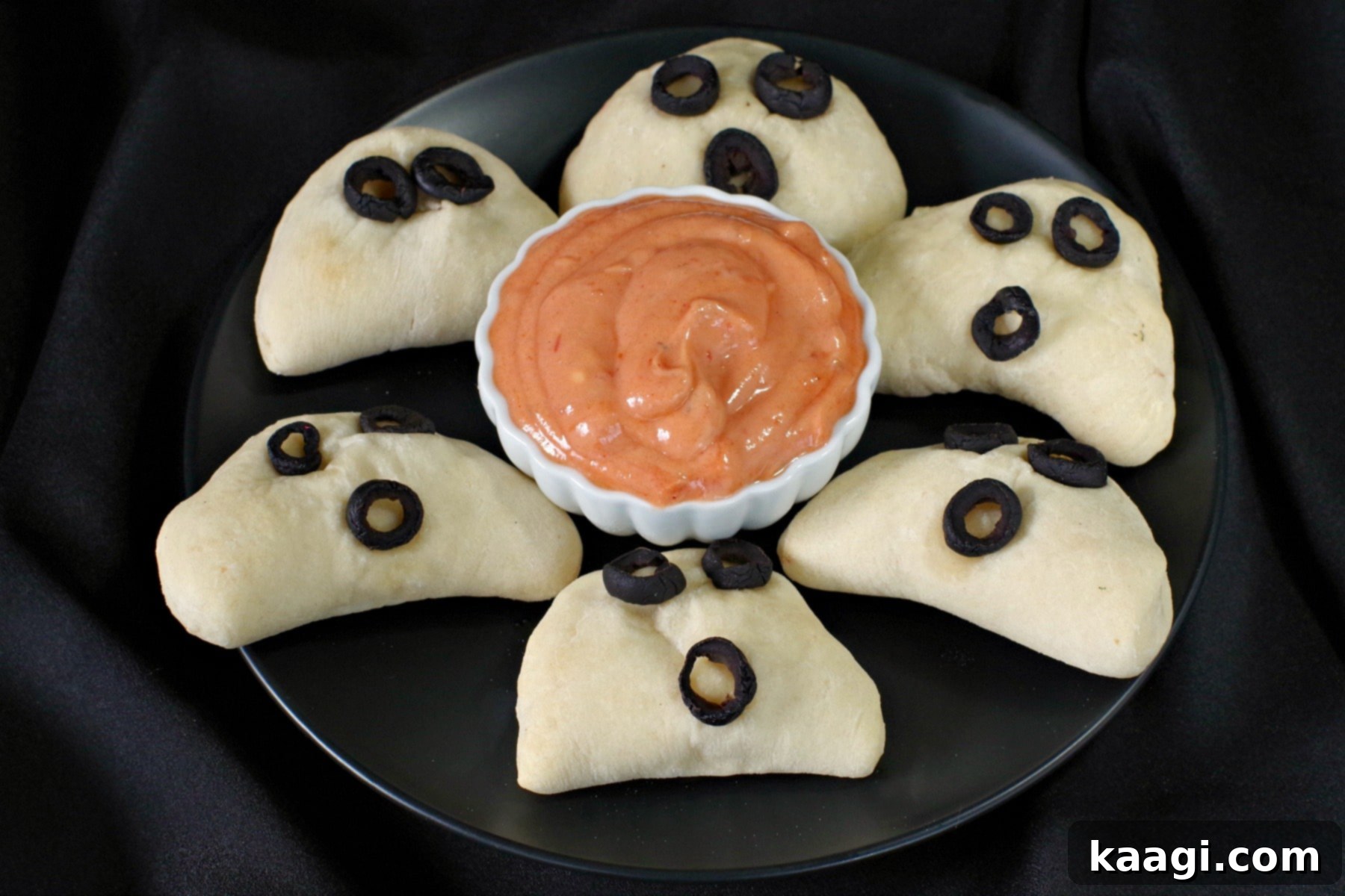 Halloween Phantom Pierogi Mini Pizza Pockets.