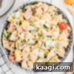 Creamy Tuna Pasta Salad 8 overhead shot of delicious creamy tuna pasta salad