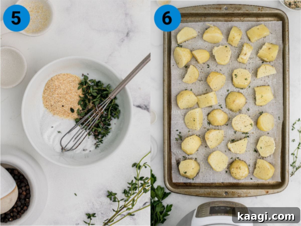 Pressure-Perfect Crispy Spuds 8 two images showing how to make instant pot potatoes crispy