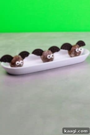 Quick and easy Bat Donut Holes, no-bake and decorated for Halloween.