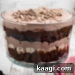 Cropped square image of a trifle dish with nutella trifle.