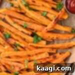 Close up of some crispy sweet potatoes cropped into a square picture.