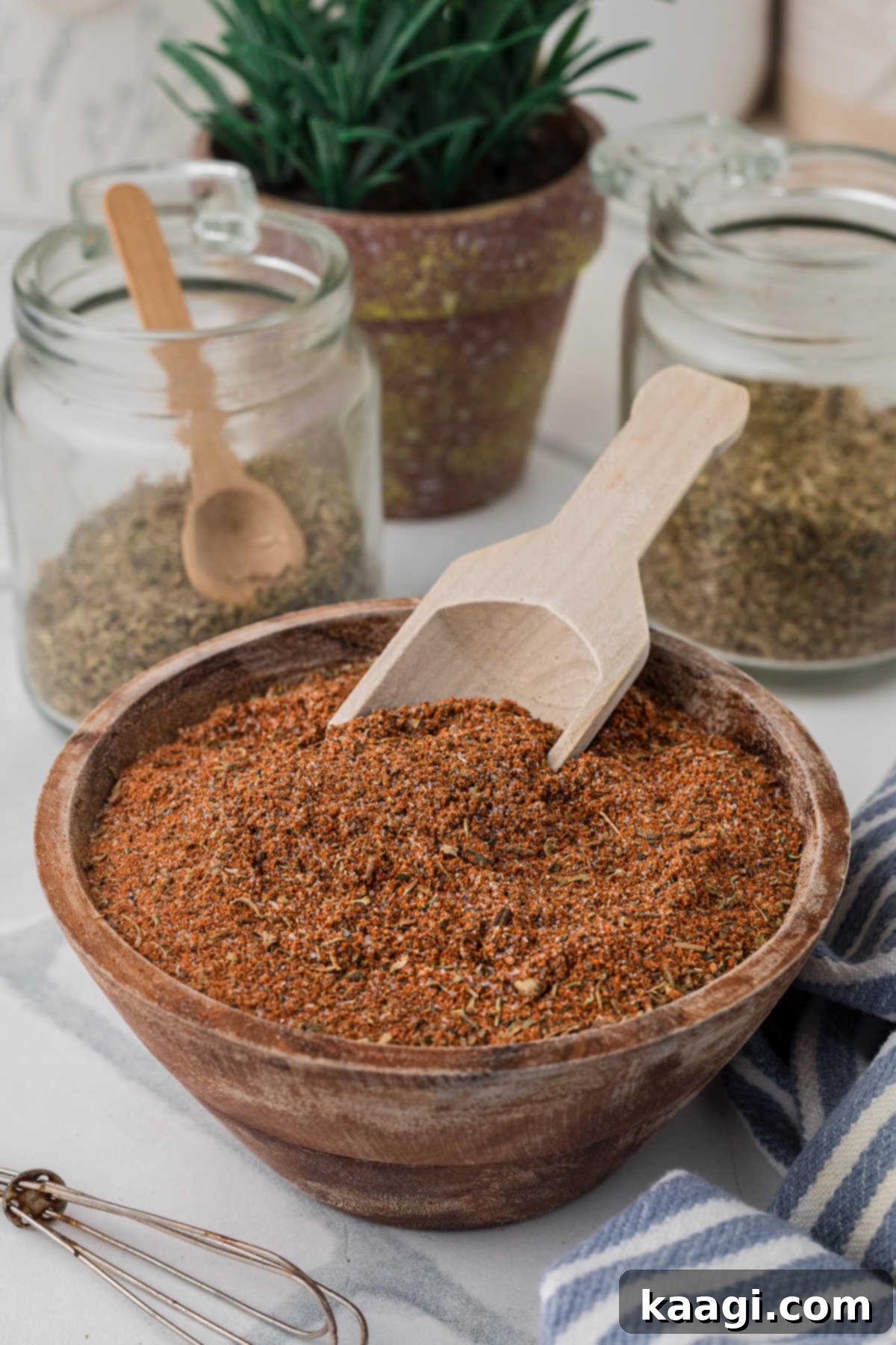 Blackened Spice Symphony: Your Kitchen's Cajun Secret 2 Homemade Blackened Seasoning in a wooden bowl